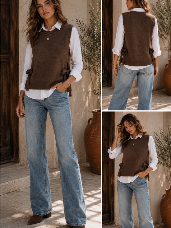 Zenana Outfitters Sweaters - Zenana Outfitters Brown Sleeveless Knit Sweater Vest